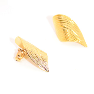 Gold Tone Curled Leaf Ear Cuff Vintage Earrings