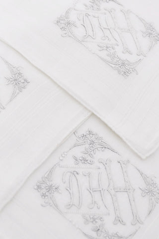 Monogrammed DHH Linen Vintage Handkerchiefs