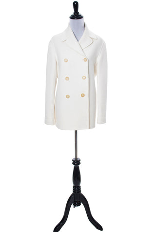 Vintage White Wool Celine Coat Medium - Dressing Vintage