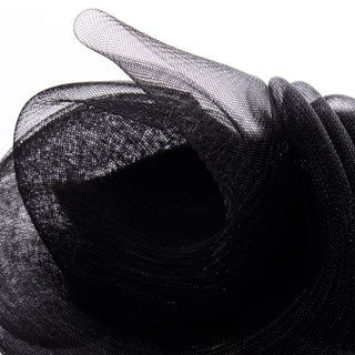 Bellini Italy Vintage Black and White Straw Statement Hat structured tulle netting