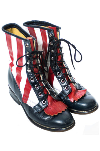 Laredo Vintage Boots American Flag USA red white and blue 7M - Dressing Vintage