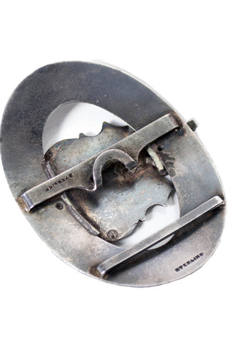 Antique Sterling Silver Enamel Belt Buckle - Dressing Vintage