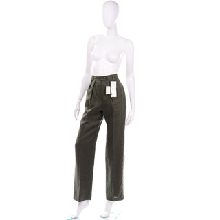 New with Tags Escada Margaretha Ley Deadstock Green Linen vintage Trousers