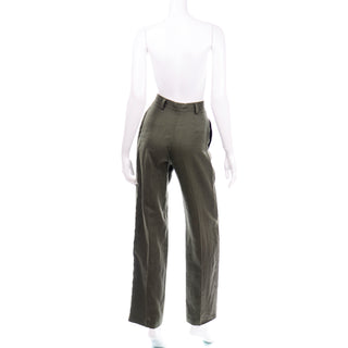 1980s Escada Margaretha Ley Deadstock Green Linen vintage Trousers with tags