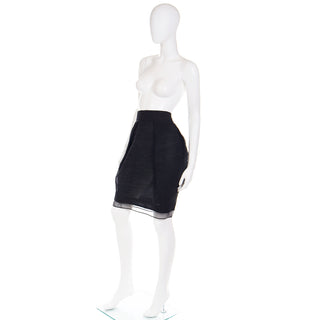 2000s Gianfranco Ferre Deadstock Vintage Black Silk Evening Skirt Sz M