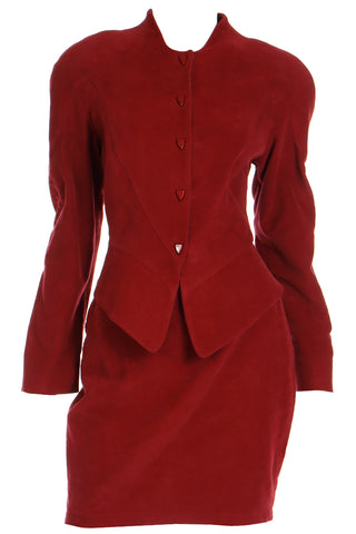 1990s Thierry Mugler Brick Red Deadstock Skirt & Jacket Suit W Tags