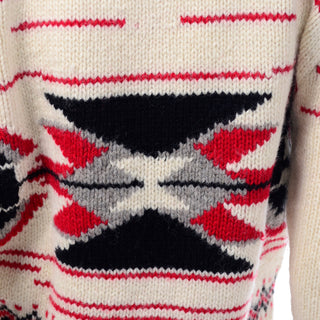  Cream Ralph Lauren Vintage Wool Sweater Deadstock With Original Tag Attached red black and gray pattern