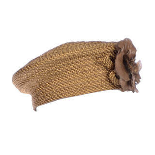 Debbie Rhodes Golden Brown Woven Vintage Beret Style Hat stylish