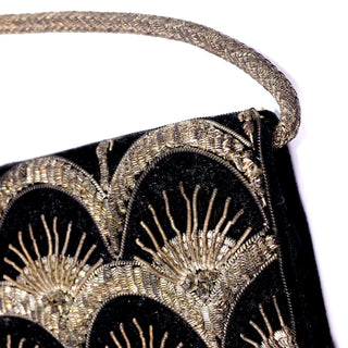 1950's Metallic Embroidered Black Velvet Zardozi Bag