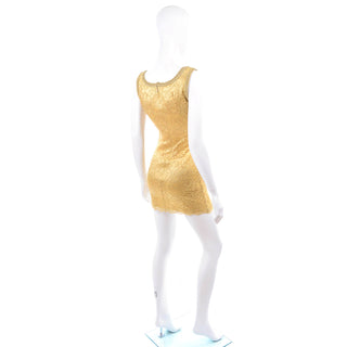 Gold Stretch Lace Bodycon Mini Dress