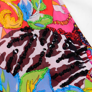 1980s Diane Freis Vintage Beaded Colorful Dress - Modig
