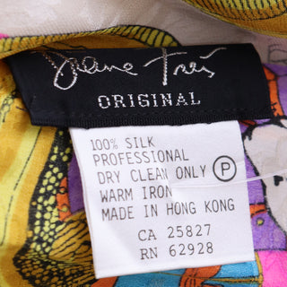 1980s Diane Freis Vintage Silk Circus Novelty Print Skirt 100% Silk