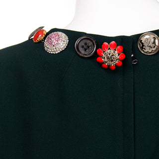 Dolce & Gabbana Green Knit Button Dress with Ruffles unique design