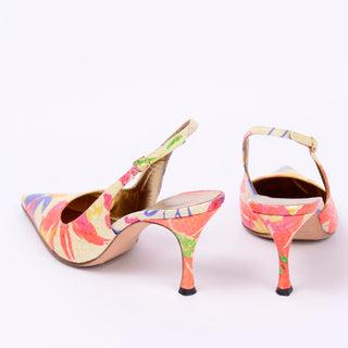 Dolce & Gabbana Colorful Floral Snakeskin Slingback Shoes heels