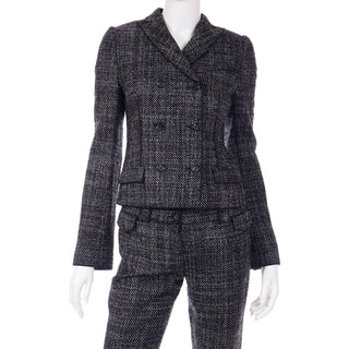 2000s Dolce & Gabbana 3 pc Black Tweed Jacket Vest & Trousers Suit Italy