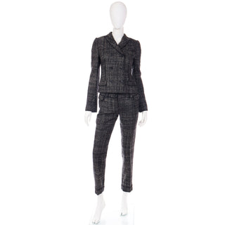 2000s Dolce & Gabbana 3 piece Black Tweed Jacket Vest & Trousers Suit