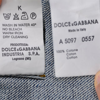 1990s Dolce & Gabbana Distressed Jean Denim Vintage Jacket Italy 100% Cotton