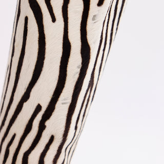  Size 7 1990s Donald Pliner Pony Fur Zebra Stripe Brown & Cream Boots