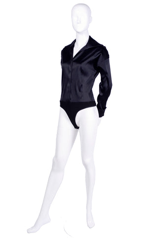 Donna Karan New York 90's black silk blouse bodysuit
