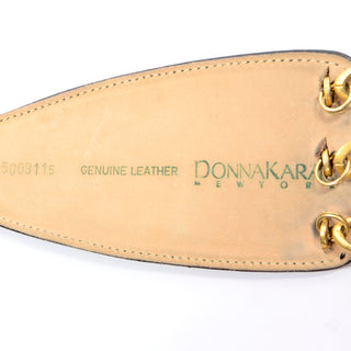 Vintage Donna Karan New York Robert Lee Morris Gold & Black Leather Belt Adjustable Size