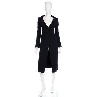 1990s Donna Karan Collection Black Wool Coat S