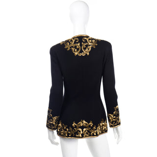 1990s Donna Karan Baroque Black Vintage Jacket w Gold embroidered Sequins
