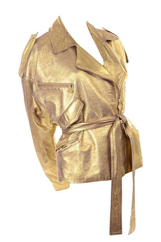1990s Donna Karan Gold Leather Jacket