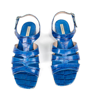 Blue Alligator Leather Dries Van Noten Sandals with box