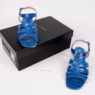 Blue Alligator Leather Dries Van Noten Sandals 37