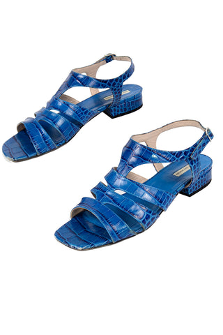 Blue Alligator Leather Dries Van Noten Sandals