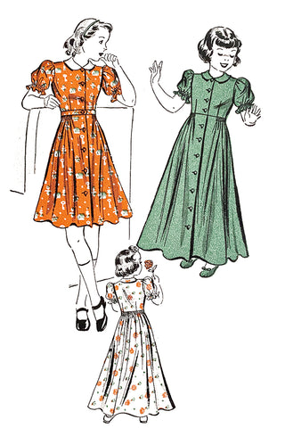DuBarry 2097B Vintage 1940s Girls Dress & Coat Sewing Pattern