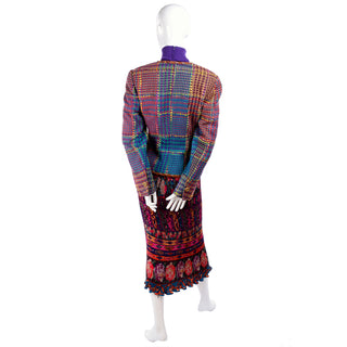Multi-Colored Vintage Emanuel Ungaro Pleated Skirt Suit Ensemble