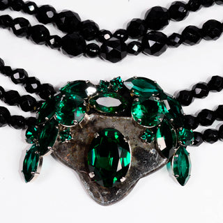 cabochon Emanuel Ungaro Couture Choker Black & Green Vintage Statement Necklace