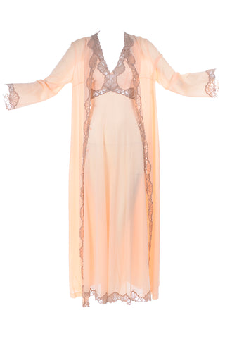 1970's Emilio Pucci Peach Nightgown and Robe Set