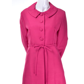 Vintage Pink Emma Domb Dress Coat Suit 1960s