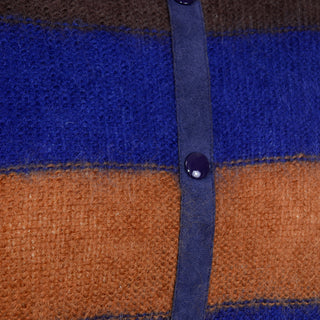 Escada Margaretha Ley 1980s Vintage Striped Mohair Suede Sweater