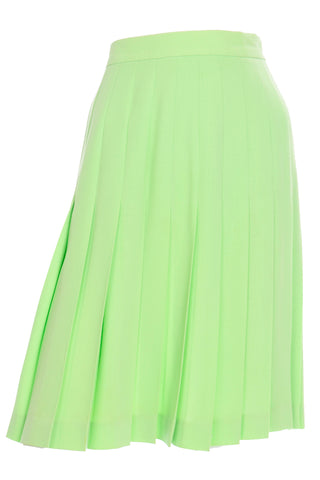 Vintage Pastel Lime Green Escada Margaretha Ley Pleated Skirt