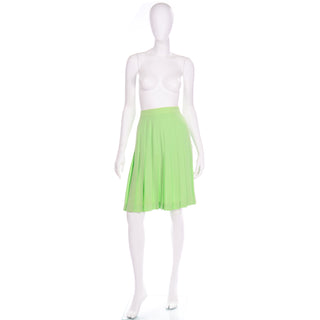 Vintage Pastel Lime Green Escada Margaretha Ley Pleated Skirt Size 10