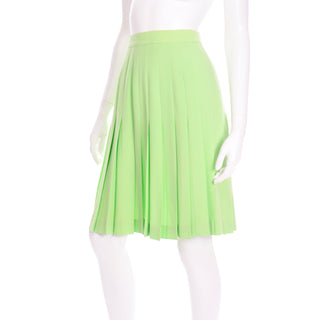 Vintage Pastel Lime Green Escada Margaretha Ley Pleated Skirt 10