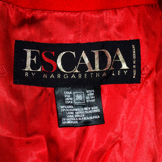 Escada by Margaretha Ley Vintage Alpaca Mohair wool Red coat Germany