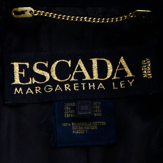 1980s Escada Margaretha Ley Vintage Black Velvet Jacket w Medal & Animal Print Oversized