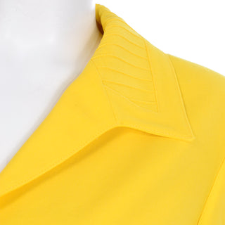 Vintage Escada Margaretha Ley Yellow Wool Skirt Jacket Suit ribbed collar