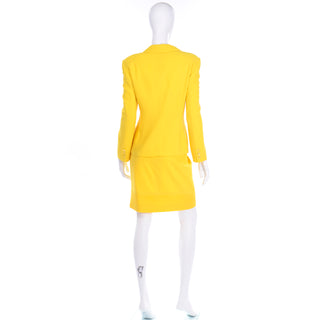 Vintage Escada Margaretha Ley Bright Yellow Wool Skirt Jacket Suit