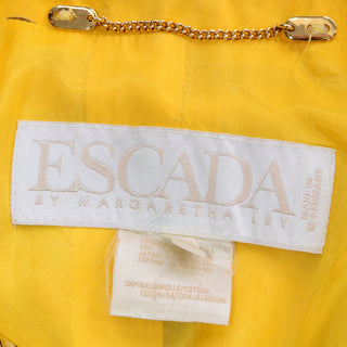 Vintage Margaretha Ley Escada Yellow Animal Novelty Print Jacket 1980s Blazer