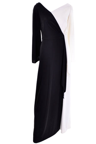 1970s Estevez Deadstock Vintage Black & White Jersey Dress New W Tags