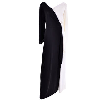 1970s Estevez Deadstock Vintage Black & White Jersey Dress New W Tags Eva Gabor