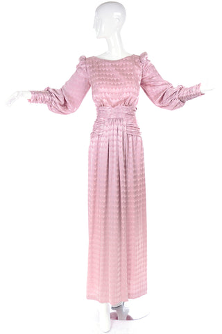 Estevez tone on tone pattern pink long vintage dress 