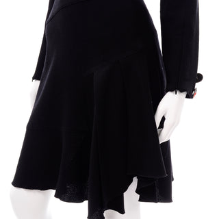 Oscar de la Renta F/W 2010 Black Wool Asymmetrical Runway Dress Fall Winter
