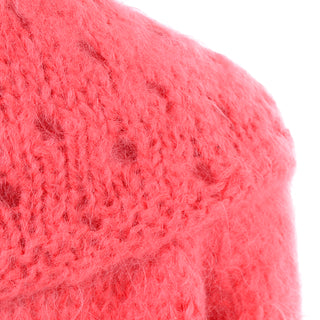 1960s Famelia Italian Pink Mohair Cardigan w/ Oversized Collar