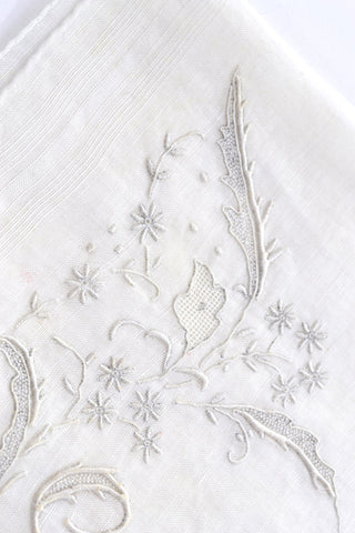 White Vintage Bridal Handkerchief Letter N Monogram